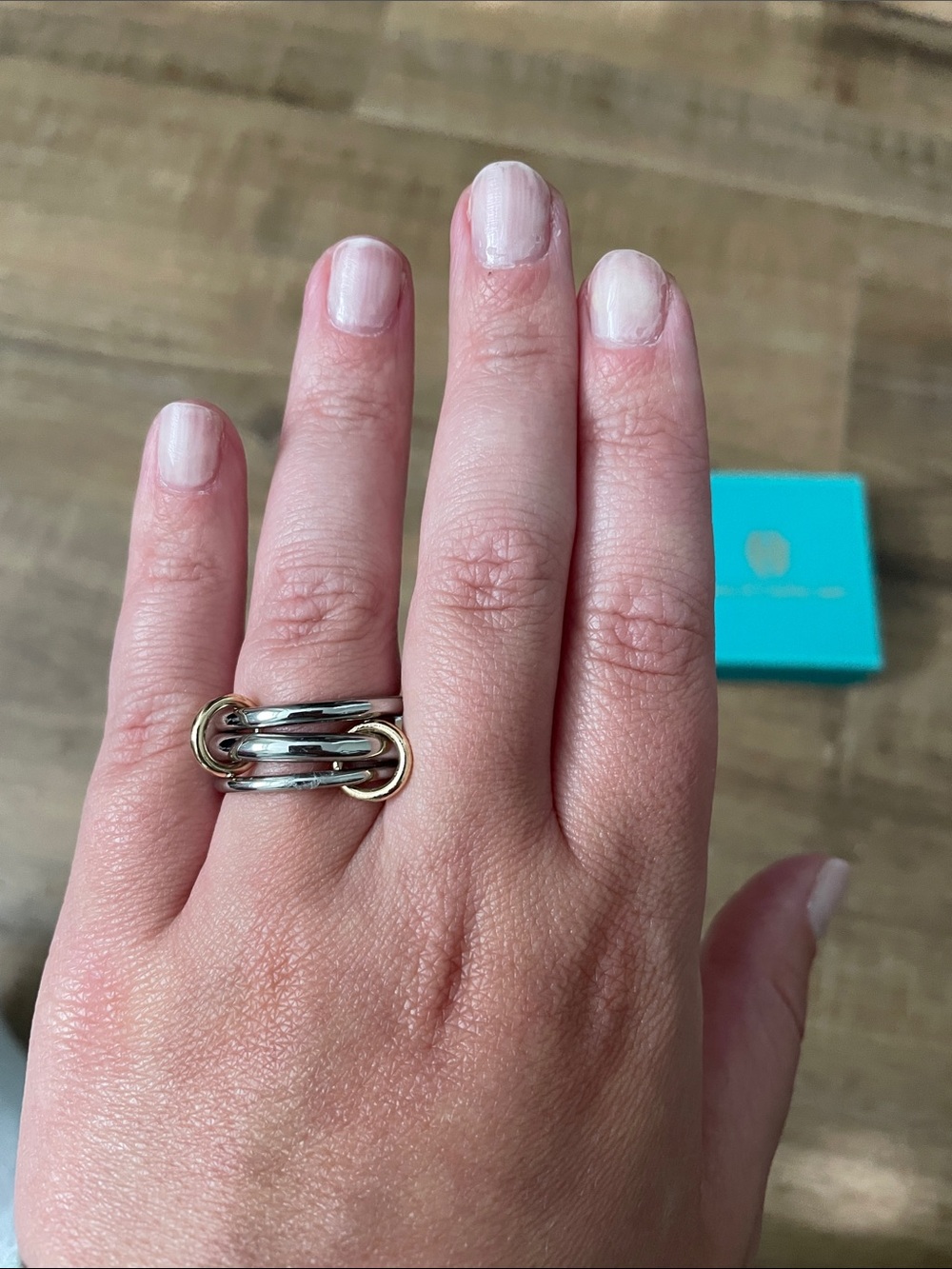 House of Harlow 1960 Silver and Gold Chain Ring - Picture 3 of 3